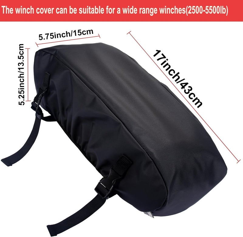 EUDORA Small Winch Cover, Weather Resistant Dustproof Cover Ideal for Electric Winches 2500 to 5500 lbs, Heavy Duty Waterproof UV-resistant Winch Protective Cover, Indoor/Outdoor Use - Image 3